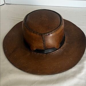 Vintage tooled leather outback ranch cowboy hat rustic country quality